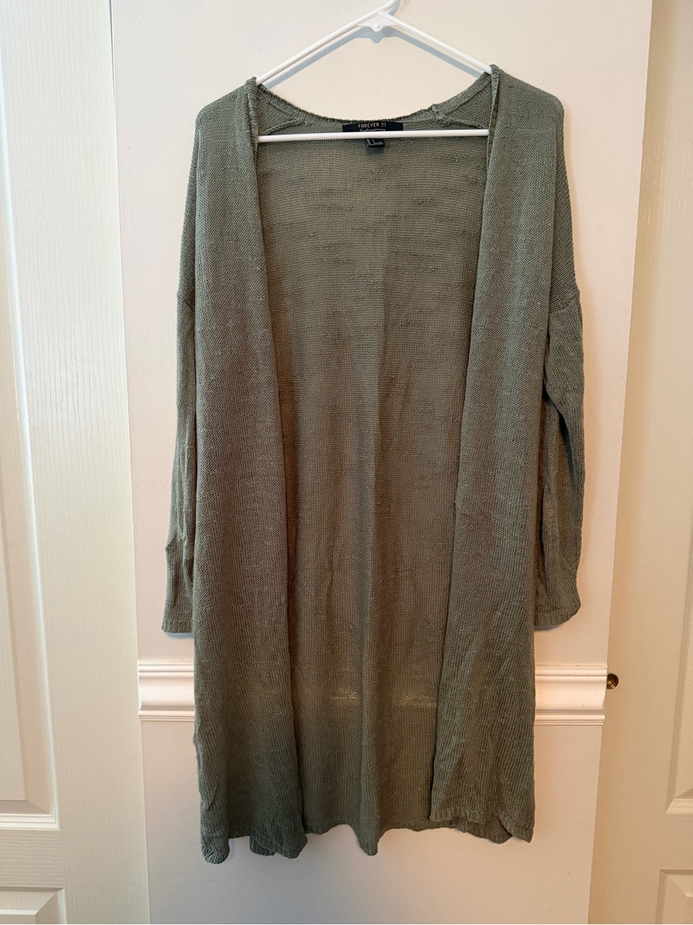 Forever 21 Olive Open-Front Lightweight Duster
